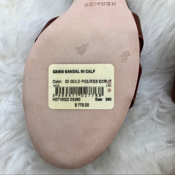 🖤 HERMÈS Gold Oasis Sandals w/ Stacked Heel Sz 36 - Picture 6 of 8